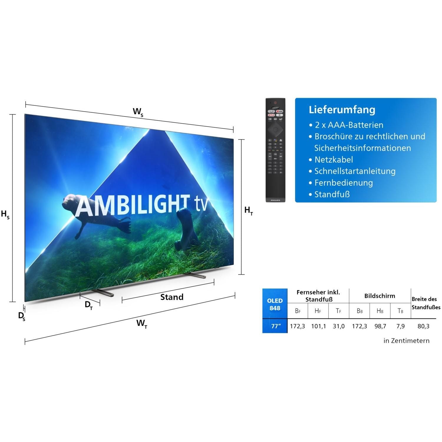 Philips 77OLED848/12 - 77* - 195cm-OLED-TV >=70''-Philips-HiFi-Profis Darmstadt